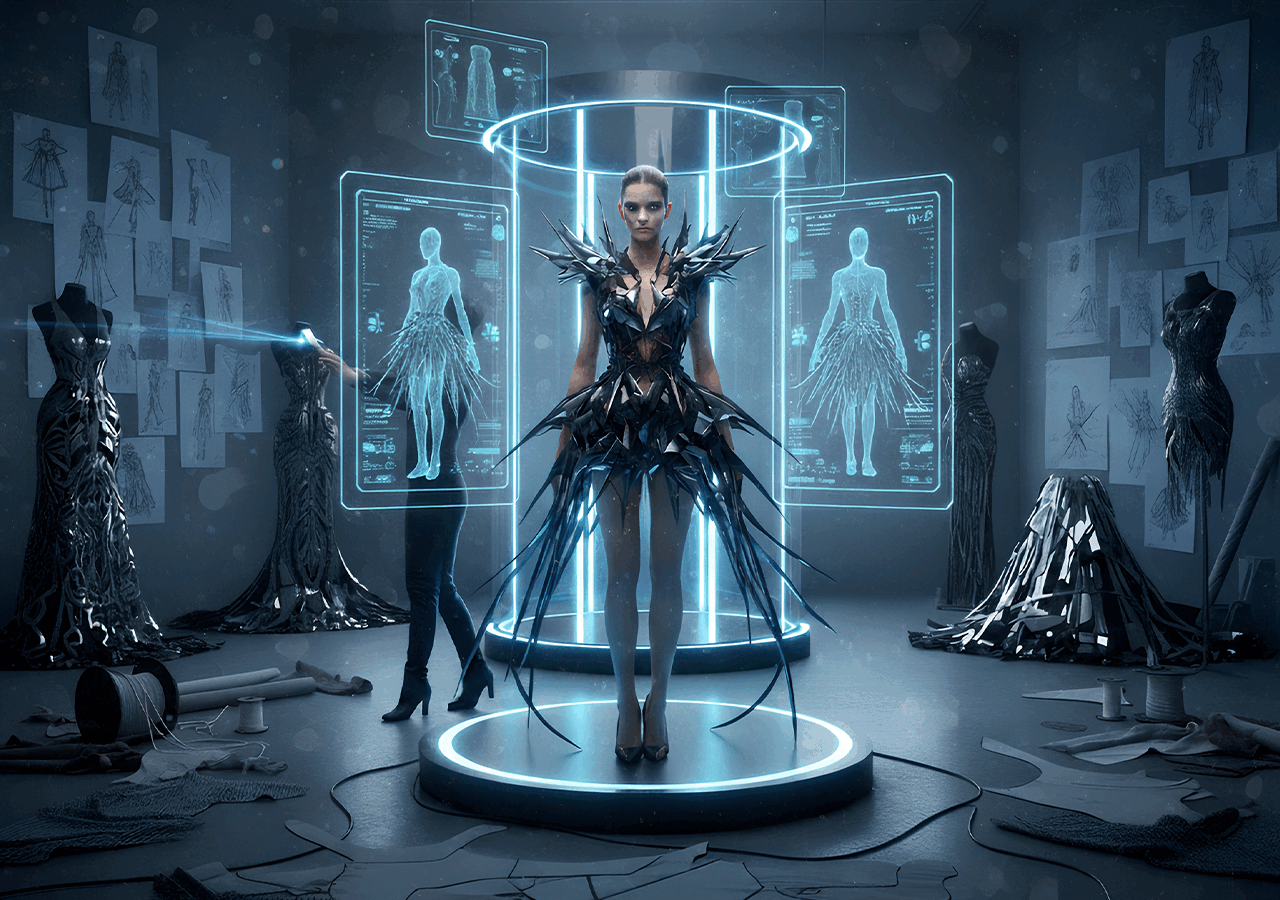 3d scanning and 3d printing futuristic dress